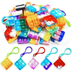 100 Pack Square Pop Fidget Keychain Pop Fidget Toys Bulk Party Favors for Kids 4-8,8-12 Years, Goodies Bag Stuffers Bulk, Gift for Kids, Boys, Girls