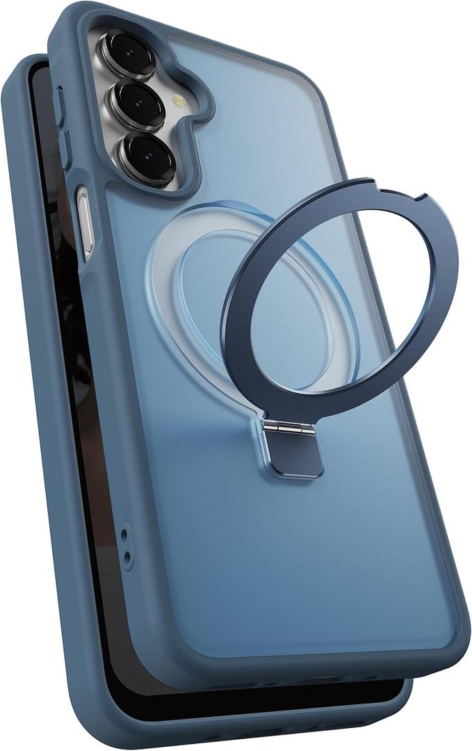 for Samsung Galaxy A16 / A17 / A26 Magnetic Phone Case with Kickstand, Compatible with Mag-Safe, Slim Shockproof Translucent Matte Mag-Stand Cover, Built in Kick Stand, Navy Blue