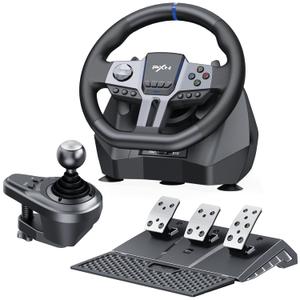 PXN - V9 Gen2 Racing Wheel - 270&900 Car Sim Steering Wheel, 3 Pedals, H Shifter, APP Support, Vibration Feedback - Gaming Steering Wheel for PC, PS4, Xbox One, Xbox Series X/S