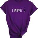 Tshirts for Bangtan Boys Women Sleeve I Purple You Letter Printed T-Shirt for Korean Pop Merchandise Purple Color (Large)