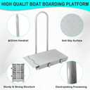 Boat Boarding Platform with Handrail, Dock Extension Step with Safety Grab Bar, Folding Dock Boarding Platform for Marina, Dock, Deck, Boat, Silver