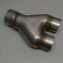 T409 Stainless Steel Y Pipe 3'' Inch ID Single to 2.5'' Inch ID Dual Stamped Exhaust Adapter Connector, Overall Length: Approx. 10", Universal