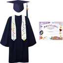 GraduatePro Preschool Graduation Cap Gown Class of 2025 Stole Certificate Package Tassel Set Grad Gift for Kids (27, Navy)