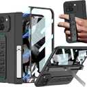 for Google Pixel 9 Pro Fold Case with Wrist Strap, Full Coverage Hand Strap Case with Kickstand Screen Protector Hinge Protection Stand Protective Cover for Google Pixel 9 Pro Fold Black