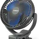 xasla 10000mAh Portable Rechargeable Clip on Fan, 8 inch Battery Operated Fan, 24 Hours Work Time, 4 Speeds Personal Fan, Ideal for Outdoor Camping Golf Cart Home Office Blue