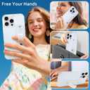 LSL for iPhone 16 Pro Max Case with Wrist Strap Kickstand + Screen Protector, Transparent Vertical Stripes Design Slim Soft TPU Shockproof Anti-Scratch Protective Case for Women Girls, White