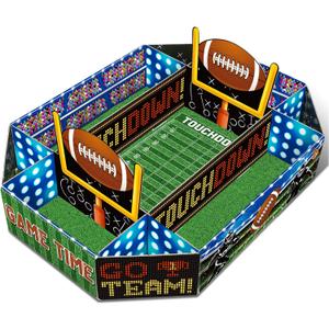 Fullhawl 1 Pcs Football Party Supplies Kit Large Food Serving Tray Football Snack Plates Complete Tailgate Stadium Bowl Kit for Birthday Celebration Table Centerpiece Decorations Favor
