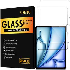 SIBEITU for iPad Air 11 Inch M3 2025 & M2 2024 Screen Protector, 2 Pack iPad Air 7th/6th Generation Tempered Glass Film, 9H Anti-Scratch HD Compatible Face ID & Case Friendly for iPad Air 11" 7/6 Gen