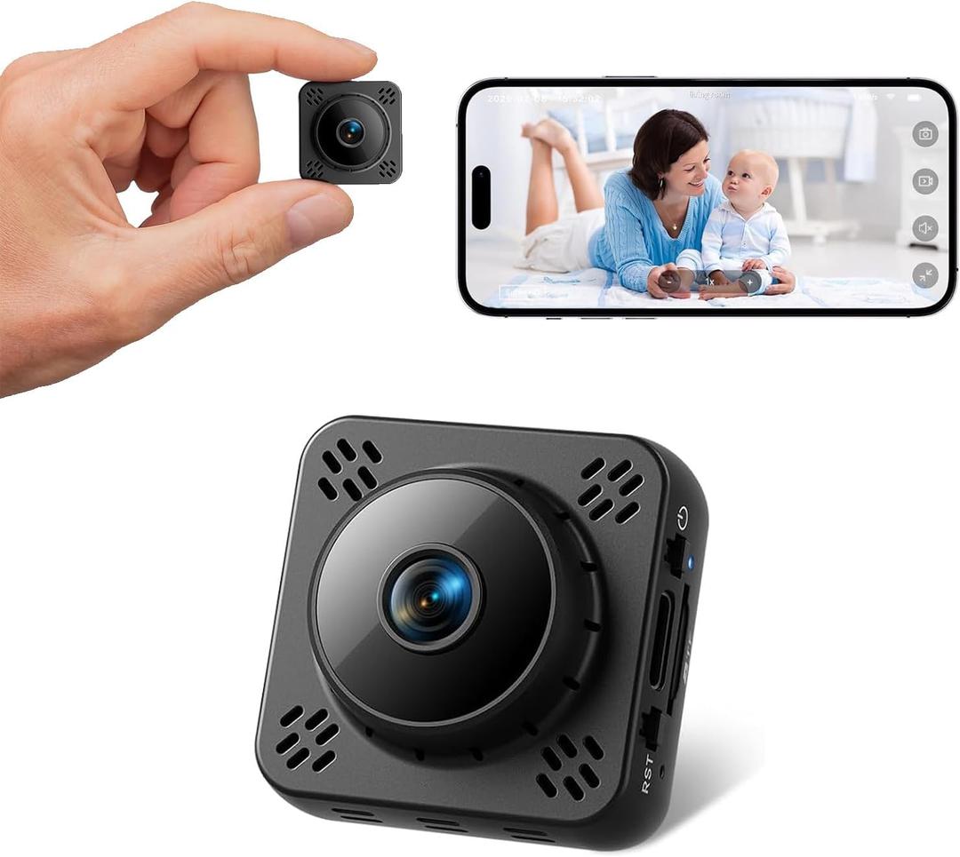 Mini Hidden Spy Camera, 4K HD Nanny Cam with 1-Year Cloud Storage - Small Cameras Hidden Wireless with Magnetic Mount, No WiFi Needed Camaras Espias Ocultas, Motion Detection & Night Vision (Mini Camera)