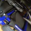 Medline Lightweight Foldable Transport Wheelchair with Handbrakes and 12-Inch Wheels, Blue Frame, Black Upholstery