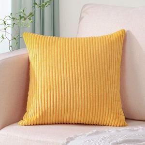Artscope Cozy Striped Corduroy Pillow Covers Super Soft Decorative Square Throw Pillow Covers Case Cushion Covers for Sofa Couch Bedroom Car Decor 24 x 24 Inches, Yellow
