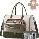 LOVEVOOK Convertible Travel Duffle Bag for Women Men, Garment Bag for Travel, Quilted Overnight Weekender Carry On Duffel Bags for Airplane, Suit Bags for Trip, Business (47L-20.5 inch-2Pcs, Beige-Green)