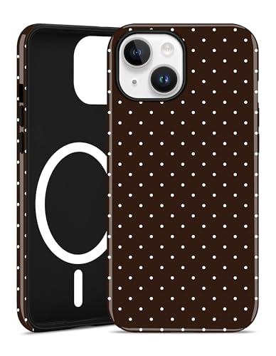 Aitipy Magnetic Polka Dot Phone Case for iPhone 14 Pro, Compatible with MagSafe, Cute Brown Polka Dots Aesthetic Soft TPU and Hard PC Shockproof Protective Phone Cover for Women Girls-Shiny