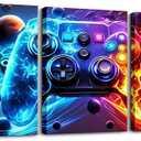 Feelyou 3pcs Kids Boys Gamer Canvas Wall Art for Living Room Gaming Picture Wall Decor for Dining Room Bedroom Bathroom Space Styles Game Gamepad Poster Painting for Home Decor (Black Red Orange Blue)