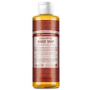 Dr. Bronner's Pure-Castile Magic Soap Liquid (Eucalyptus, 8 Ounce)-Made with Regenerative Organic Certified Oils, 18-in1 Uses: Face, Hair, Hand & Body Soap, Laundry- Concentrated, Vegan