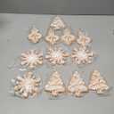AuldHome Design Gingerbread Cookie Christmas Ornaments (Set of 12); Large Tree, Snowflake and Finial Shaped Holiday Cookie Decorations, 4-5 Inch Size
