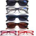 BLOEXCLU 6 Pack Reading Glasses for Women Men Blue Light Blocking Spring Hinge Computer Readers, Anti Eyestrain/Glare