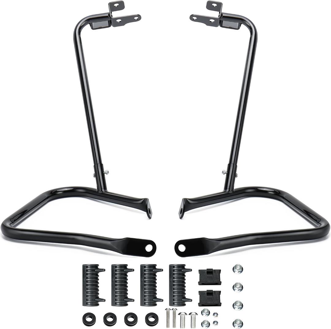 MoKitDora Touring Rear Saddlebag Bracket Guard Bars Compatible with 2014-up Harley Street Road Electra Glide Road King, Black