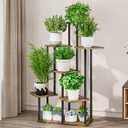 AZERPIAN Plant Stand 7 Tier Indoor Metal Flower Shelf for Multiple Plants Corner Tall Flower Holders for Patio Garden Living Room Balcony Bedroom, Black (7 Tier-Black)
