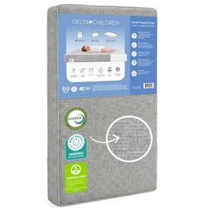Delta Children Sweet Beginnings Dual Sided Baby Crib Mattress and Toddler Mattress, GREENGUARD Gold and CertiPUR-US Certified, Firm Plant-Based Foam, Waterproof, Made in USA