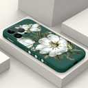 for iPhone 15 Pro Max Case Anti Scratch Soft Microfiber Lining, Soft Shockproof Slim Fit Floral for iPhone 15 Pro Max Phone Cover 6.7 inch-Cotton Green