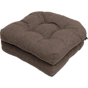 Outdoor Chair Cushions, Outdoor Cushions, Patio Chair Cushions, Indoor Full-Length Ties for Non-Slip Support, Premium Comfortable Thick Fiber, Set of 2 (Brown, 19 x19 Inch)