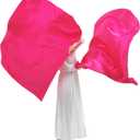Wuchieal 51'' * 45'' rectangle Worship Flags, silk like Prophetic Worship Banner Praise Flags with Scalable Rods 1 pairs (Dark pink)