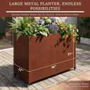 36 Inch Corten Steel Planter Box with Wheels, Tall Outdoor Rolling Planter with Drainage & Removable Shelf, Large Rectangular Weathering Steel Planter for Patio, Porch, Balcony & Garden