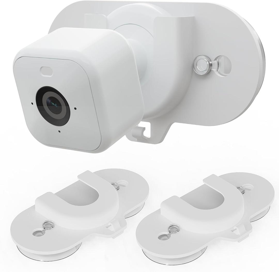 Blink Camera Mount with Dual Suction Cup, No-Drill, No Need Adhesive, Mounted on Smooth Surfaces Like Windows, Glossy Tiles, and Wood, 2 Pack for All Blink Camera-White