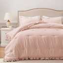 HARBOREST King Comforter Set Blusher - Shabby Chic Ruffle Comforter for King Size Bed - 3 Piece Set includes 1 Comforter & 2 Pillow Shams