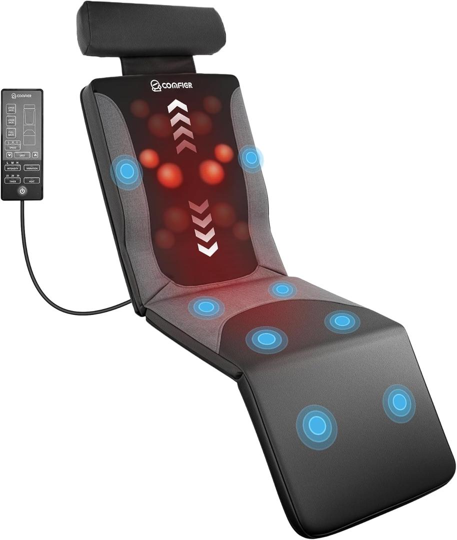 COMFIER FSA Full Body Massage Mat with Heat, HSA Eligible Shiatsu Back Massager for Pain Relief Deep Tissue Kneading & Vibration, Heating Chair Massage Pad for Recliner Sofa Bed, Gifts for Mom Dad