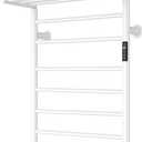 Heated Towel Rack Foldable Dual-Zone Timer No-Drill Matte White CA3