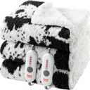 Cow Print Electric Blanket - King Size Cozy Soft Knitted Sherpa Heated Blanket with 4 Heat Levels & 10 Hours Auto-Off, Overheating Protection, Warm Gifts, 100"x90"