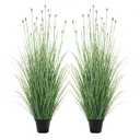 Gingobell 3FT / 4FT Extra Lush Artificial Plant (2pcs), Luxury Fake Tall Plants with Pot, Luxury Faux Tall Greenery with Dogtail for Garden Porch and Home Decor (Gray, 4FT)