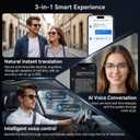 AI Smart Glasses with 164-Language Translation & Bluetooth Audio | Photochromic lenses, 170mAh battery, open-ear audio for travel, work, sports