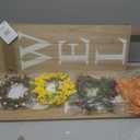 Glitzhome 60”H Welcome Sign with 4 Interchangeable Floral Wreaths for Front Door Porch Farmhouse Wooden Hanging Wall Sign for Seasons Spring Fall Harvest Thanksgiving Christmas