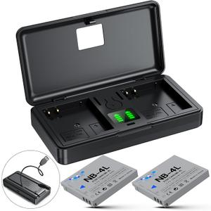NB-4L Battery (2 Pack) and 2-Channel USB Charger for Canon PowerShot ELPH 100 HS, 300 HS, 310 HS, 330 HS, SD1000, SD1100 is, SD1400 is, SD200, SD300, SD450, SD600, SD750, SD780 is, SD960 is, SD940 is
