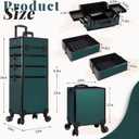 AROUS Rolling Makeup Train Case 4 in 1 Cosmetology Case on Wheels Large Storage Cosmetic Trolley with Key Salon Barber Traveling Cart Trunk, Green