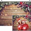 7x5ft Christmas Backdrop Snowflake Gold Glitter Christmas Wood Wall Photography Backdrop Xmas Rustic Barn Vintage Wooden Floor Background for Kids Portrait Photo Studio Booth