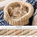 Bedsure ComfyFleece Cat Bed, Washable Round Cute Pet Beds for Indoor Cats, Super Soft Corduroy Kitten Bed with Anti-Slip Bottom, 20''x20''x8'', Sandy Beige