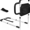 Bed Rails Grab Bar Bed Handrails for Elderly Adults Safety, Bed Cane for Seniors with Foam Handle and Storage Pocket, Adjustable Bedside Assist (13.1"W x 24.5"H)