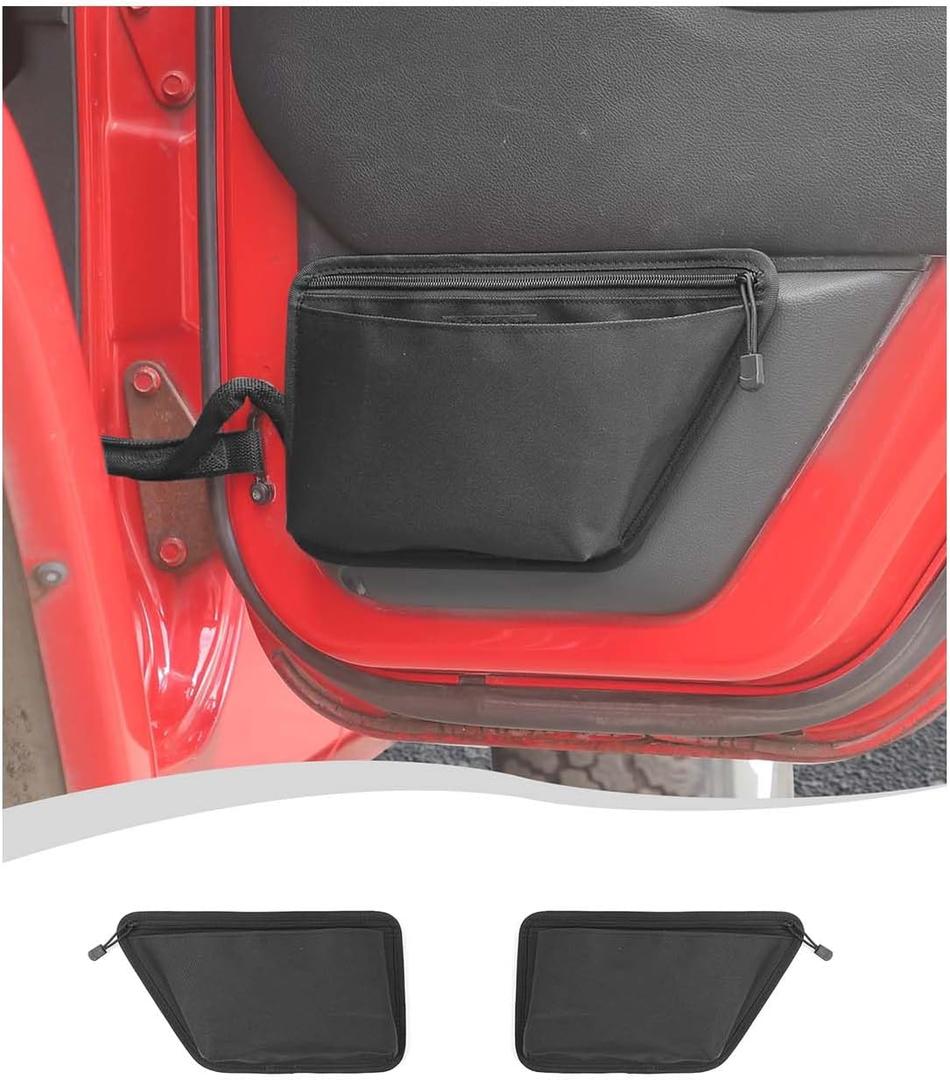 Hoolcar Rear Door Storage Pockets Side Organizer Bag Door Net Pocket Replacement Compatible with Jeep Wrangler JK JKU 2011-2017, Interior Storage Expansion Accessories, 2PCs