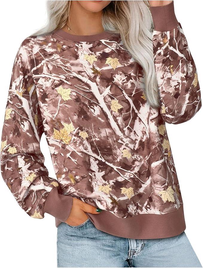 PRETTYGARDEN Graphic Sweatshirts for Women Crewneck Floral Print Long Sleeve Pullover Y2K Tops 2026 Fall Casual Cute Clothes (Large)