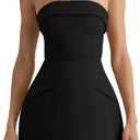 XXTAXN Women's Summer Sexy Sleeveless Tube Formal Party A-line Tulip Back Zipper Mini Dress (Black, L)