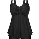 Aqua Eve Women Two Piece Plus Size Tankini Swimsuit with Shorts Tummy Control Bathing Suit Flowy Swimwear (18W, Black)