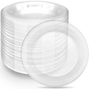 200-Pack 6-Inch Clear Plastic Dessert Plates Disposable - Small Appetizer Desert Plates for Wedding, Party, Cake Serving - BPA-Free Disposable Plates Bulk