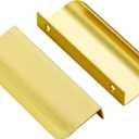 Ravinte 15 Pack Finger Pulls for Cabinets 76mm/3in Hole Center Tab Cabinet Handle Gold Finger Edge Pulls Concealed Handles for Kitchen Drawer Finger Cabinet Pulls 102mm/4.02in Length