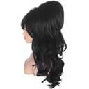 Women Black Beehive Wig Long Curly Wavy Bouffant Heat Resistant Synthetic Hair wigs for Womens Vintage Costume Cosplay Halloween Party