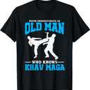 Never Underestimate An Old Man Krav Maga Graphic T-Shirt (Small)
