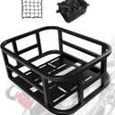 WCYQONOO Large Rear Bike Basket with Cargo Net, Liner & Waterproof Cover - Heavy Duty Rack for Carry Groceries, Balls, Pet Dogs on Bicycle & E-Bikes,Travel and Commuting Use,Capacity: 30 Liter